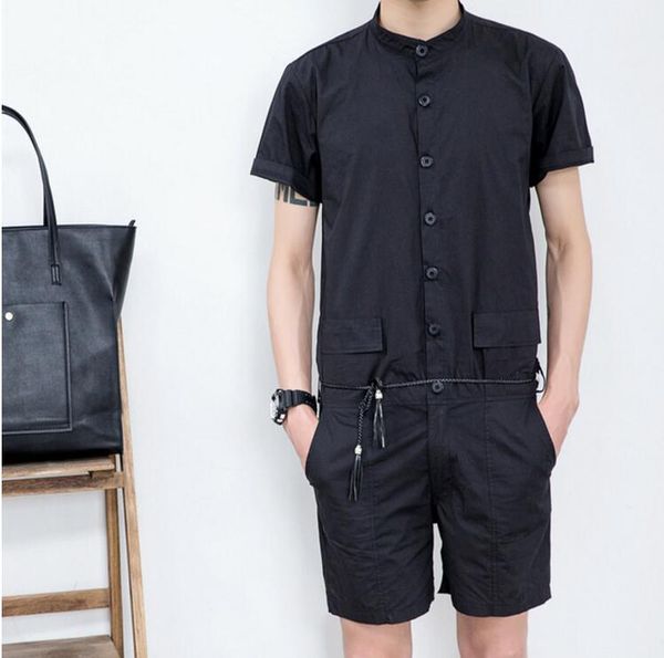 

men's pants s-5xl 2021 clothing hair stylist gd casual stand collarthin one piece jumpsuit overalls plus size singer costumes, Black
