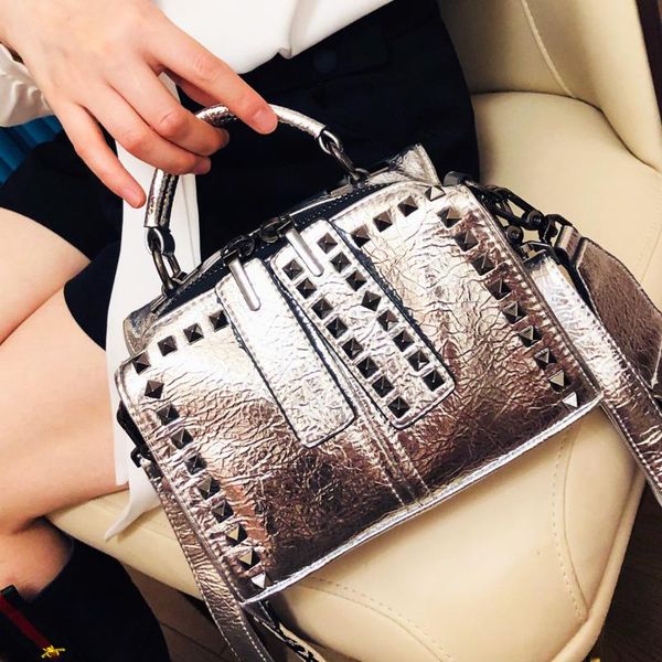 

evening bags for women 2021 burst crack handbag korean version shoulder messenger all-match rivet ladies hand bolsas feminina