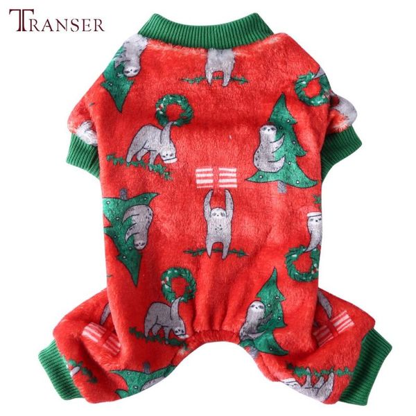 

dog apparel cute sloth christmas cartoon print red jumpsuit soft warm coral fleece pet clothes puppy winter 208