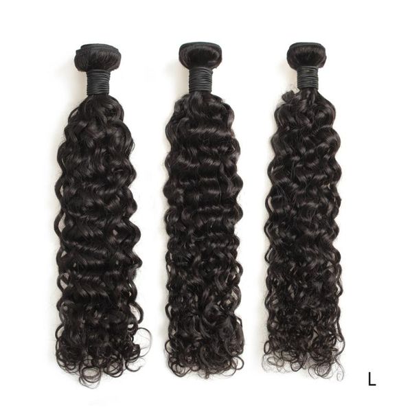 

human hair bulks water wave brazilian weave 3 bundles short long remy natural color extensions 28 30 inch bundle deals, Black