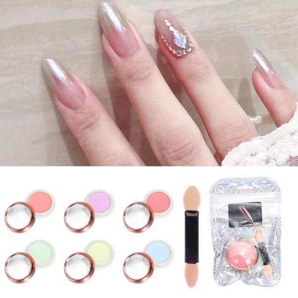 

2020 new women beauty diy powder fairy aurora powder aurora solid nail manicure mirrior nail art, Silver;gold