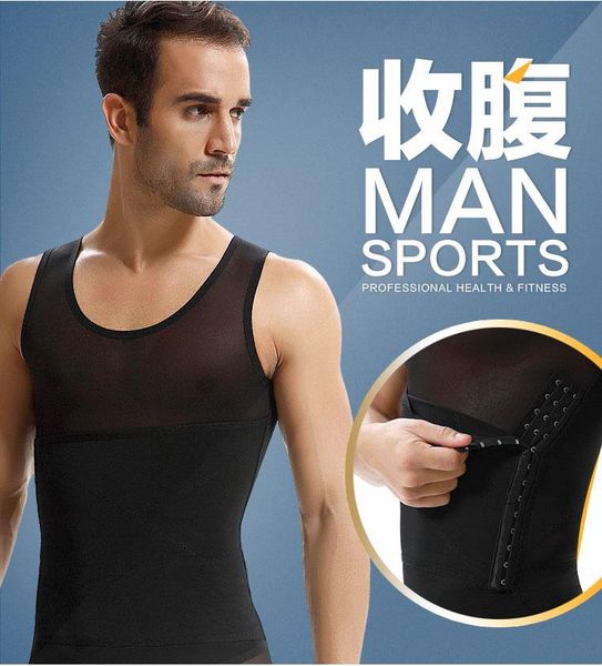 

men's body shapers men slimming vest tummy belly waist girdle belt shirt underwear shaper male gynecomastia chest binder posture corset, Black;brown
