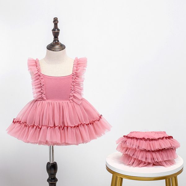 

girls' dresses summer girls tutu es toddler pink tulle princess ball gown infant girl birthday clothes pp pants baby baptism frocks, Red;yellow