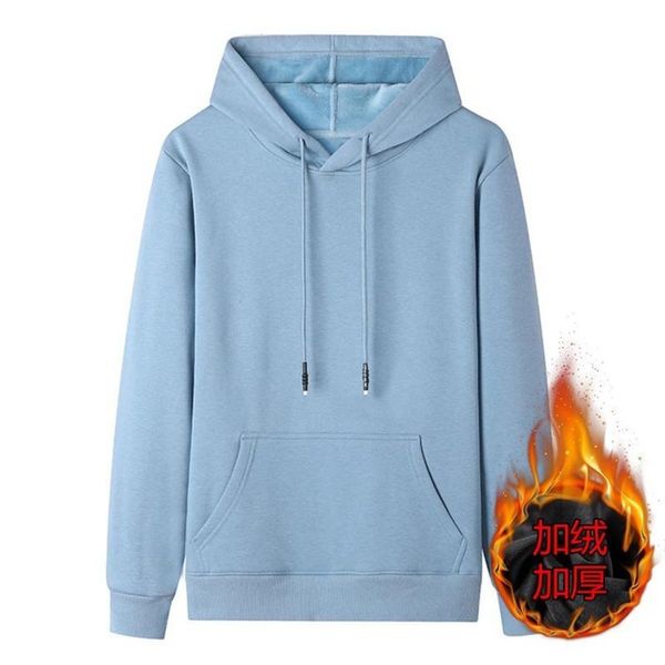 

plush sweater men's new winter couple cloth youth thickened hooded long sve bottomed shirt casual men, Black