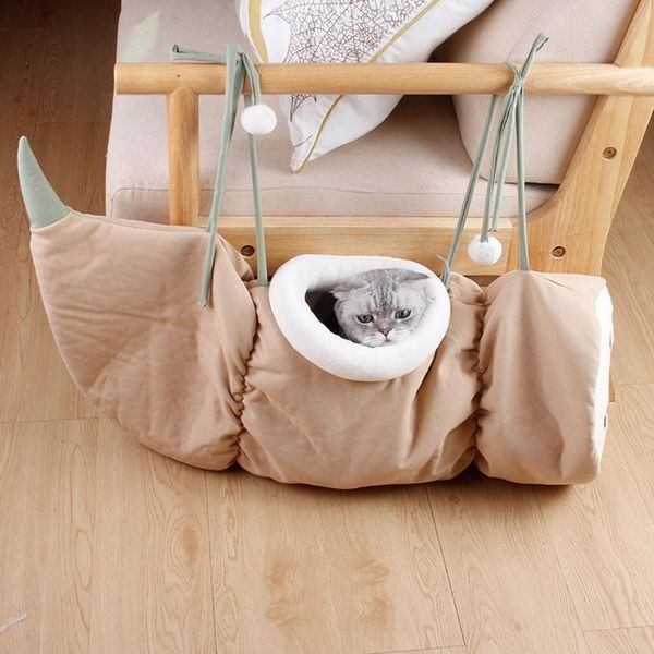 

cats tunnel bed lotus root shaped soft comfortable plush hanging hammock cat beds & furniture