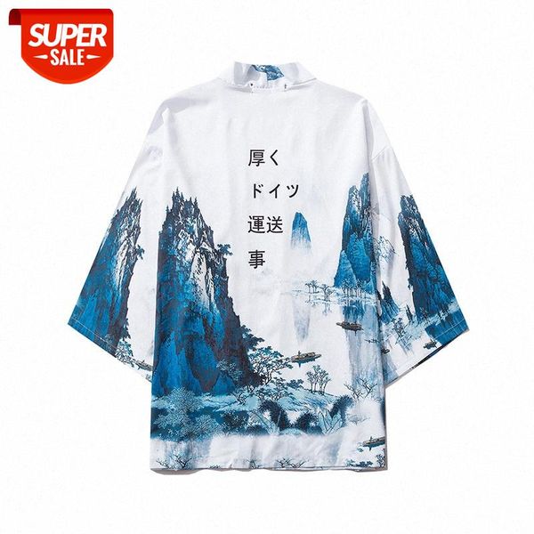 

chinese style creative nature feng shui painting robe men and women casual sun protection shirt #i04w, White;black