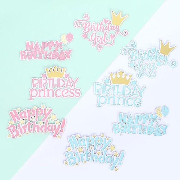 

other event & party supplies cake er insert flags blue pink crown balloon cupcake ers boy girl happy birthday wedding dessert decor