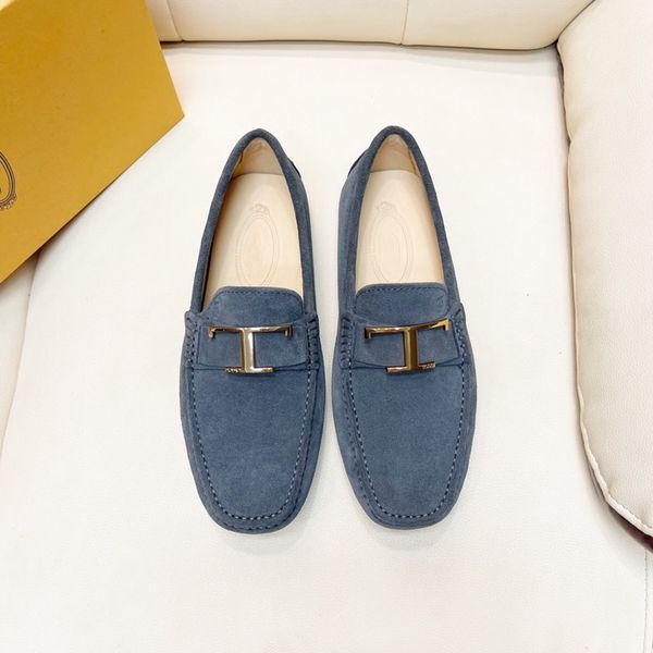 

spring and autumn designer new metal buckle men casual shoes classic handmade suede genuine leather bean shoe slip-on loafers fashion luxury, Black