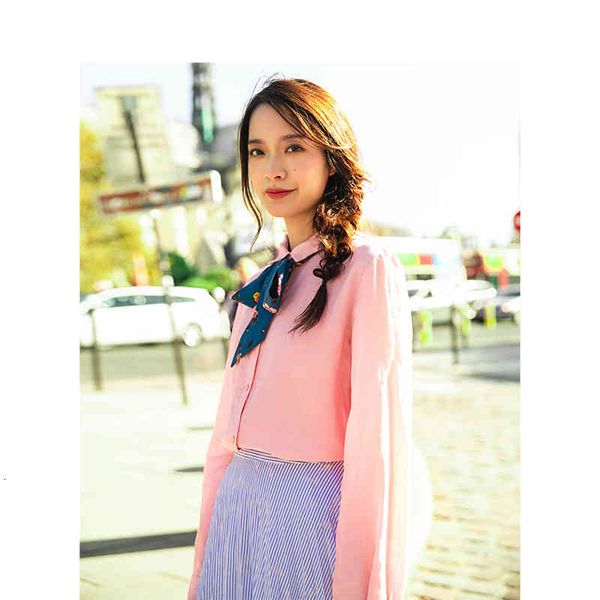 

blouses spring autumn turn-down collar with shivering tie literature vintage leisure all-match long sleeve blouse iipl, White