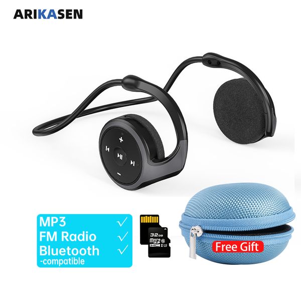 

sport wireless headphones with mp3 player fm radio microphone wireless headsets tf card bluetooth-compatible wireless earphones