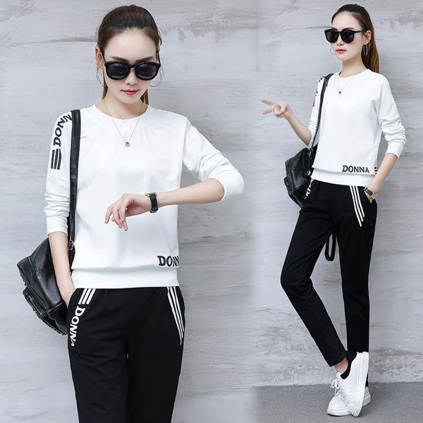

women's t-shirt two piece suit fall 2021 fashion leisure korean sportswear, White