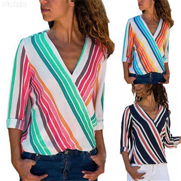 

women's t-shirt arrival s summer t shirt fashion ladies casual loose long sleeve v-neck for iyto, White