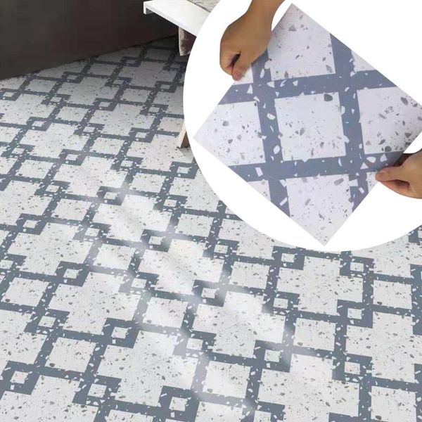 

wall stickers waterproof floor self adhesive terrazzo tile bathroom 30*30 renovation creative geometry diy decoration