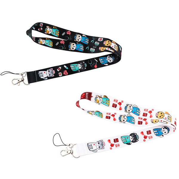 

10pcs/lot j2535 cartoon cat lanyard keys phone neck strap keychain lanyards id badge holder for doctor nurse, Silver