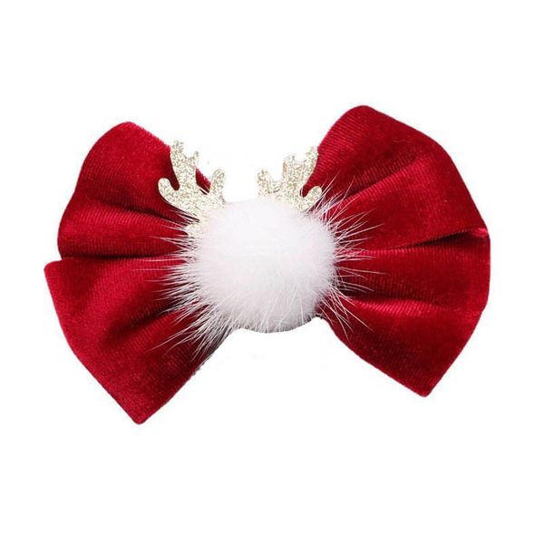 

girls hair accessories hairclips bb clip barrettes clips christmas red velvet bow festive tiara antlers card accessory d3169, Slivery;white