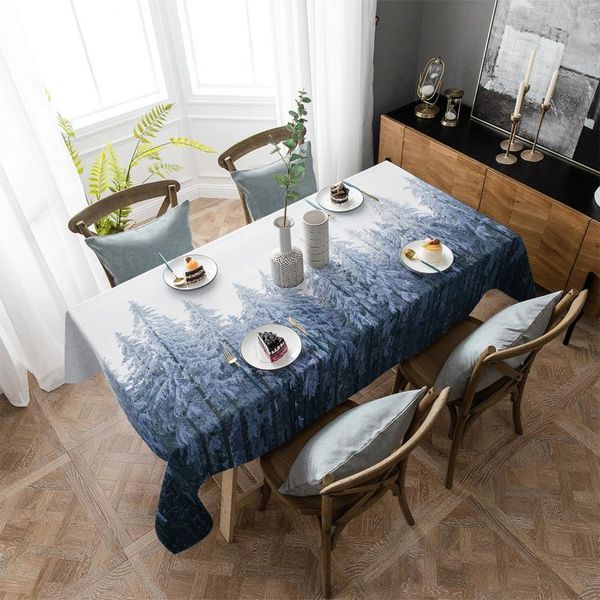 

table cloth pine forest snowflakes tablecloth rectangular christmas dinning decor cover waterproof