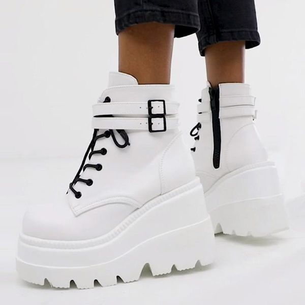 

ladies high platform boots fashion heels ankle women 2021 party wedges shoes woman, Black