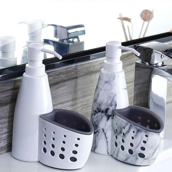 

liquid soap dispenser 2 in-1 storage box detergent sponge drainboard holder