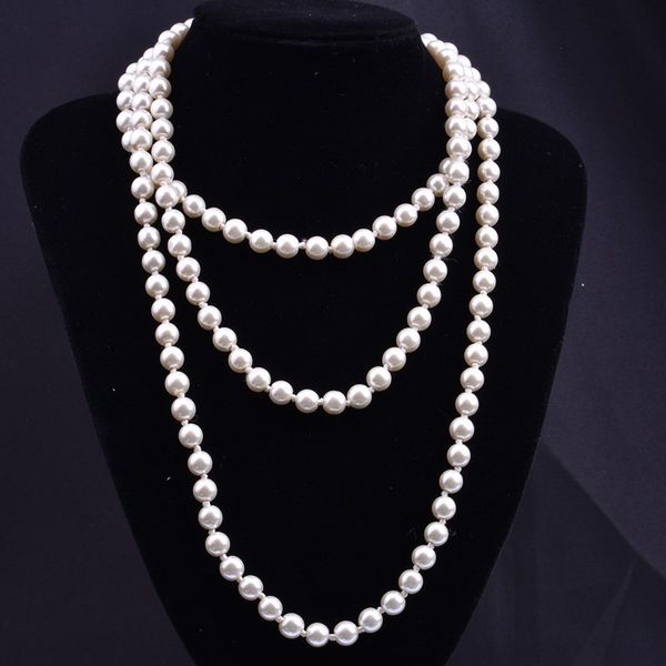 Girocolli di perle d'imitazione di vetro di moda Collana di perline Donne semplici annodate a più strati Catena lunga maglione Vestiti Commercio all'ingrosso di gioielli