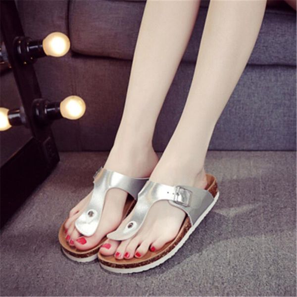 

slippers summer fashion beach cork flip flops buckle women mixed color print slip on slides shoes big size 35-43, Black