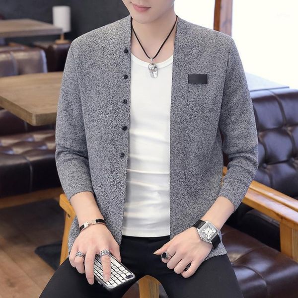 

men's jackets 2021 autumn men button cardigan jacket leisure knitting coat male pure zipper thin sweater large size, Black;brown