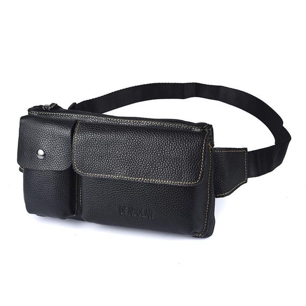 

men's waist bag head layer leather 3 color casual chest shoulder messen er bags