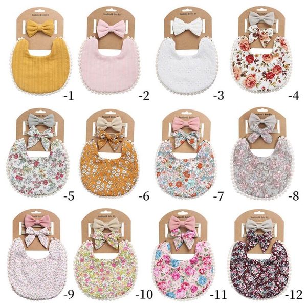 

bibs & burp cloths baby headbands+tassel saliva towel floral print smock hair band dropship