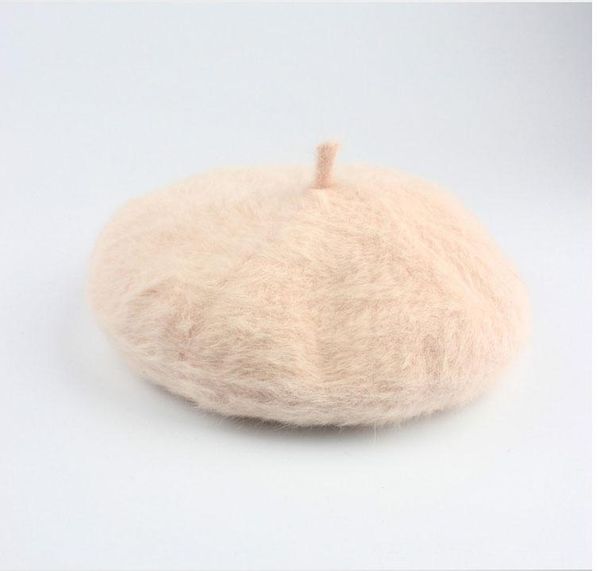 

2021 new fur winter beret hat for women knitted hat fashion beret for girl solid colors fashion lady cap, Blue;gray