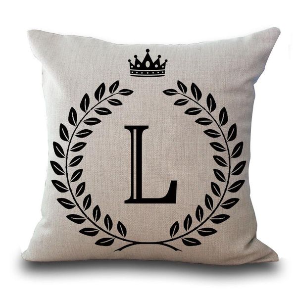 

pillow case english alphabet letter one side printed catton linenr love cases home office with leaves crown