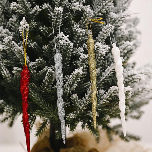 

christmas decorations 5/10 pcs simulation ice xmas tree hanging ornament fake icicle winter party year decoration supplies