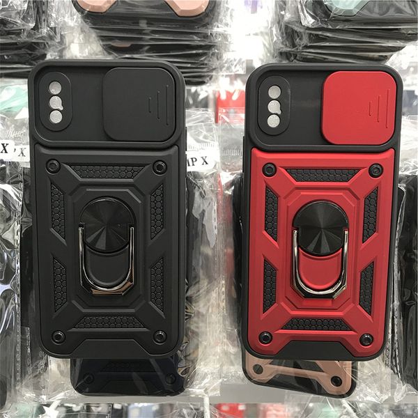 

new popular slide camera cover rotating ring bracket mobile case tpu pc phone shell stand for iphone 12 pro 11 xs max xr 6 7 8 plus samsung