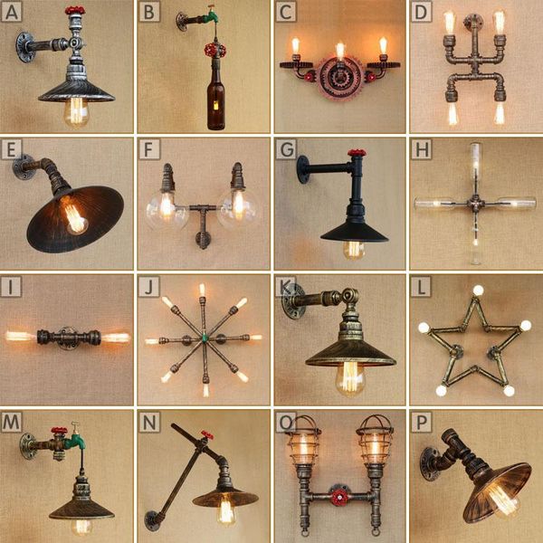 

wall lamp 08] personalized retro style living room clothing store american nostalgic water pipe