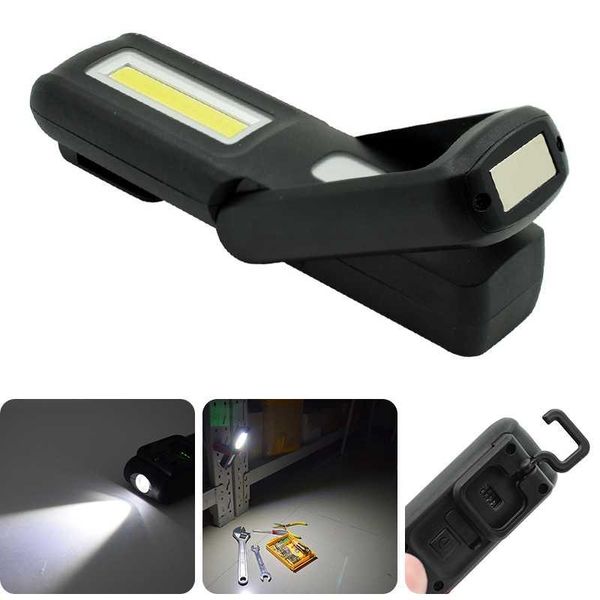 

portable cob led work light torch usb rechargeable 2-mode flashlights inspection lamp hanging magnetic lantern with hook torches