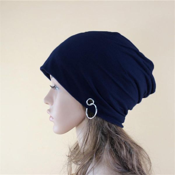 

skullies beanies iron ring decorative wool hat autumn and winter pullover hats men women knitted cap factory direct c006 beanie/skull caps, Blue;gray