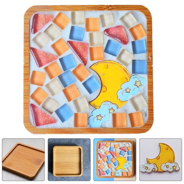 

set practical diy mosaic material kit square wood accessories mats & pads