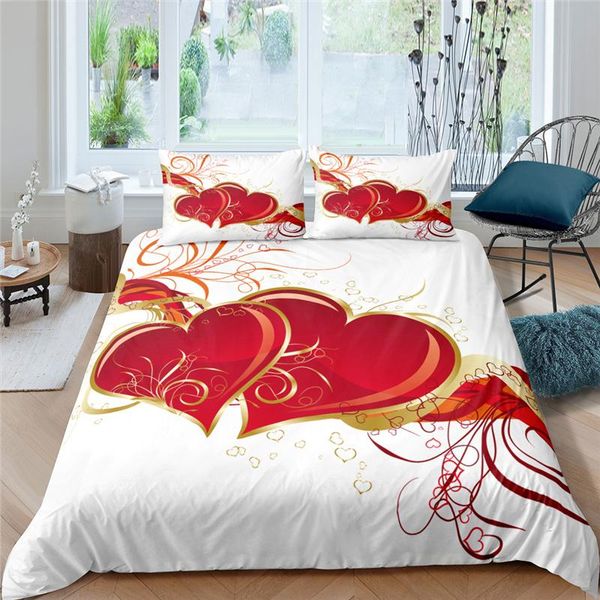 

home living luxury love hearts print 2/3pcs soft duvet cover set pillowcase  and king size kids bedding eu/us/au sets