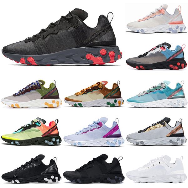 

running shoes 55 87 react element man woman triple black white anthracite sail grey solar red pale pink moss orange peel royal tint volt rac