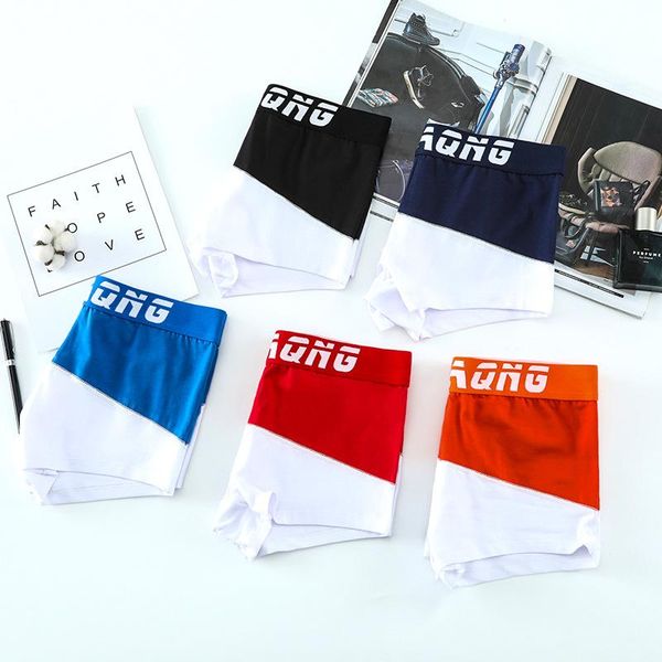 

underpants 5pcs male cotton underwear men's boxers panties breathable man boxer solid comfortable shorts large size, Black;white
