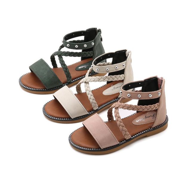 

sandals 2021 rome rivet kids shoes girls dress children summer for big, Black;red