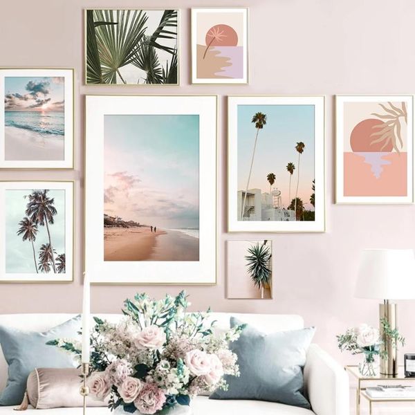 

paintings nature sea beach palm tree plant abstract wall art canvas painting nordic posters and prints pictures living room decor