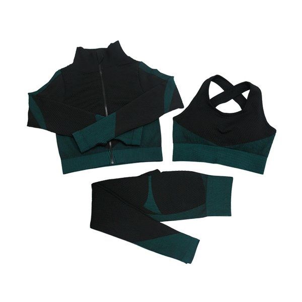 

shaping leggings fitness suits yoga women outfits 3pcs sets long sleeve shirt+sport bra+seamless workout running clothing gym wear,lf051, White;red