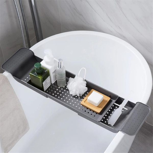 

bath accessory set retractable plastic shelf bathtub storage rack bathroom drain tray kitchen organizer accessories