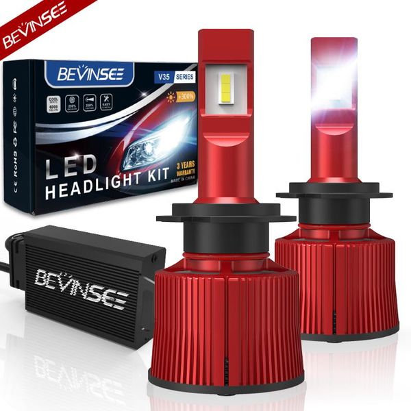 

bevinsee v35 100w 15000lm h7 led headlights vc cooling tech 9005 9006 9012 h4 lamps csp 6000k h8/h9/h11 car bulbs fog light