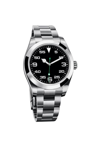 

men's watch 40mm black stainless steel automatic mechanical waterproof luminous sapphire, Slivery;brown