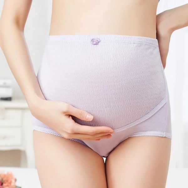 

pregnant high waist adjustable soft maternity panty panties breathable abdominal support belly band cotton bottoms, White