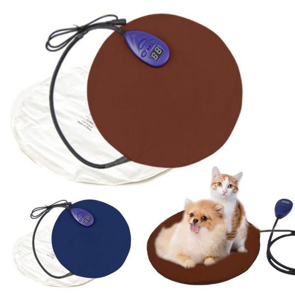

pet heating pad heated beds warmer - cat electric heat waterproof warming mat chew resistant steel cord soft removable cover kennels & pens