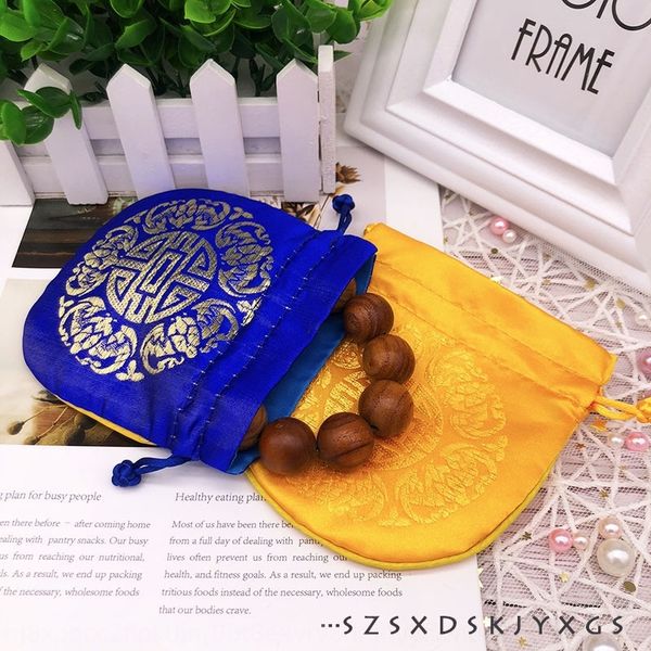 

Yc8M buddha pearl candy silk chinese style jewelry packaging boxes silk candy ruyi brocade sachet storage bag fozhu jewelry boxes bag, Black;white