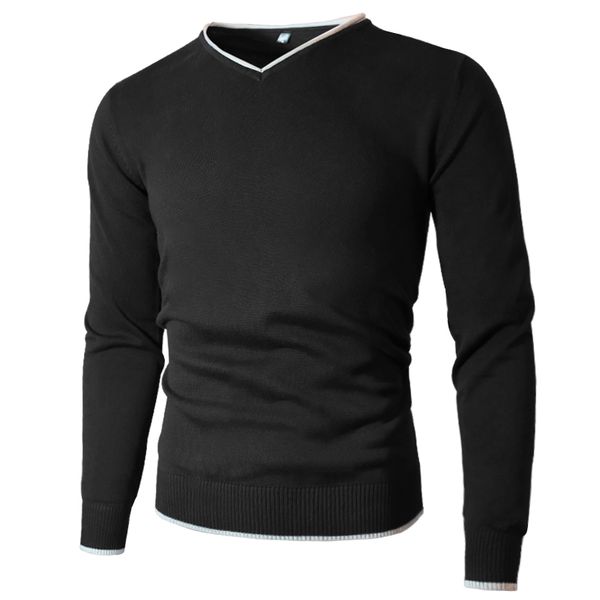 Homens Camisola Pulôver Masculino Masculino Jersey Jumper V-Pescoço Outono Inverno Básico Malha Masculino Estilo Plano de Marca Sólida