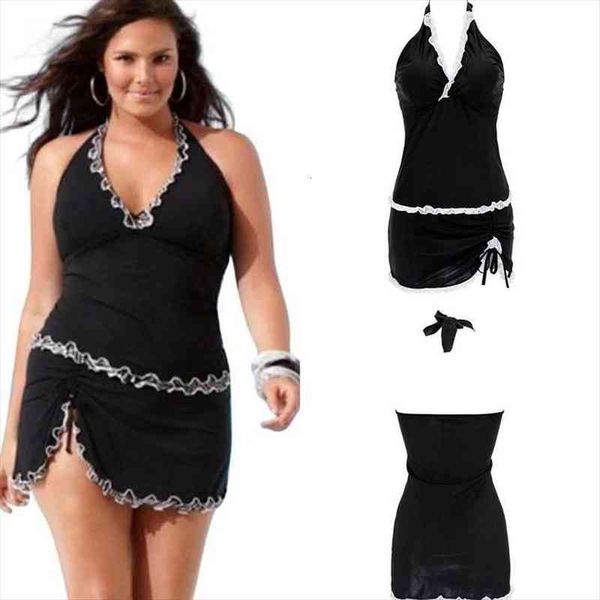 

plus size womens push up one piece lace up swim dress halter bandage swimsuit, White;black