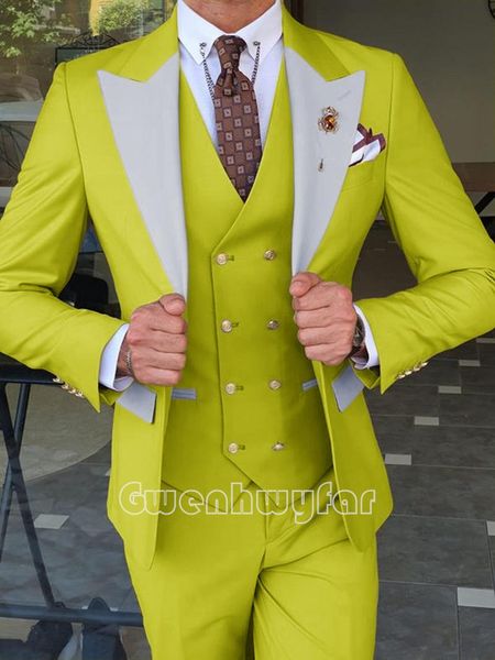 

men's suits & blazers thorndike grass green double breasted vest casual custom man blazer slim men suit tuxedo masculino prom jacket pa, White;black